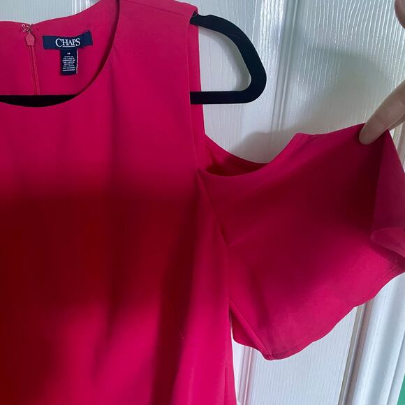 Chaps Bright Pink Fuchsia Women's Dress Work Party Cold Shoulder Size 14 - Picture 3 of 6